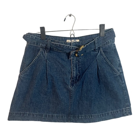 We The Free Skirt Women 30 Blue Mini Jean Belted Short Denim Free People Ladies - Picture 1 of 9